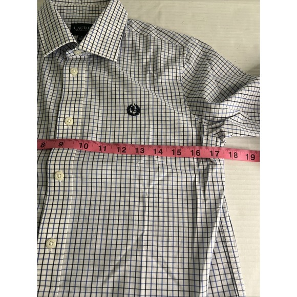 Lauren Ralph Lauren Boys Button Down Shirt Blue White Check Youth size 14 - Picture 9 of 12